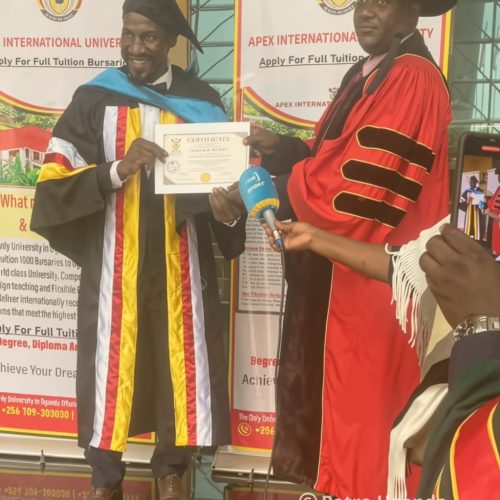 Legendary Ugandan kickboxer Moses Golola has graduated from Apex International University.